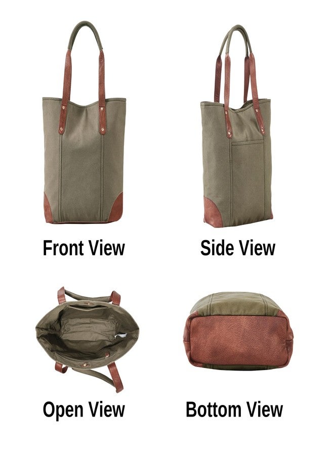 Mona B Canvas Tote Handbag for Women with Pouch perfect for Travel, College and office Use - Brown - Image 5